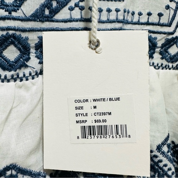 NWT Jennifer and Grace White & Blue Eyelet Sleeveless 100% Cotton Blouse Medium - Picture 13 of 15